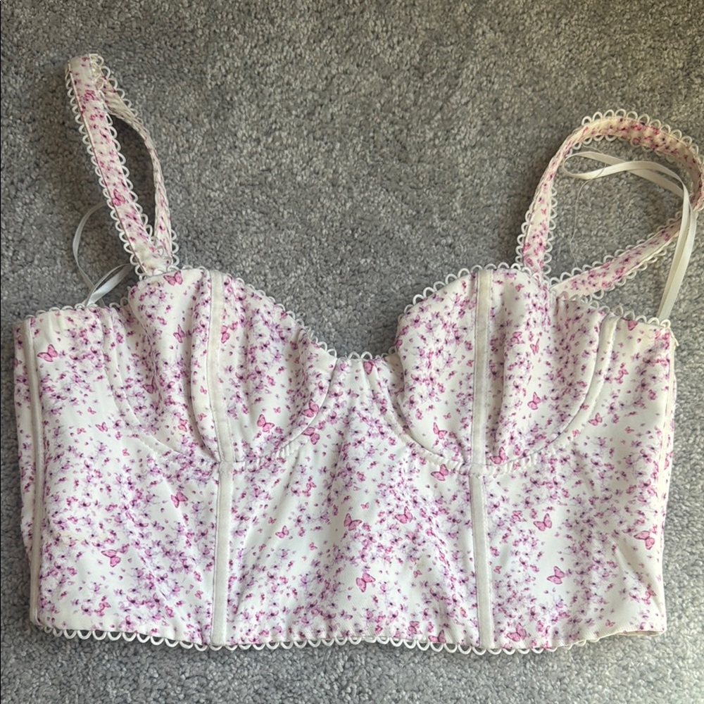 White Fox Boutique Pink Floral Top